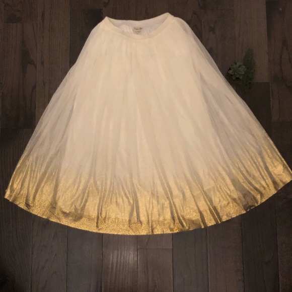 🔴 Fluffy, Tulle Occasion Cream & Gold Skirt - Picture 3 of 10